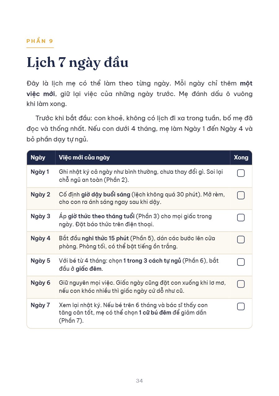 Trang thật Phần 9: lịch 7 ngày đầu luyện ngủ cho bé